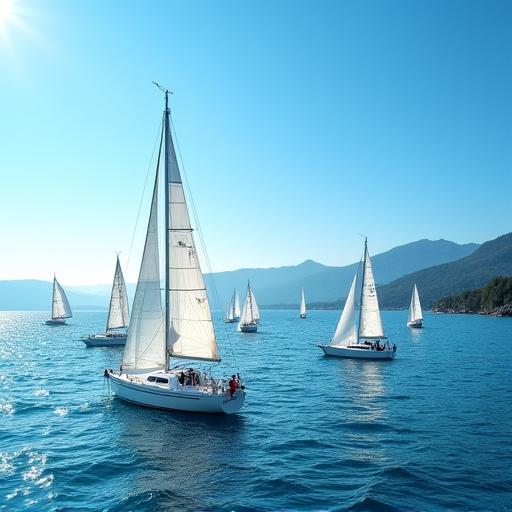 Segelboote auf dem Bodensee an einem sonnigen Tag.